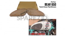 For Royal Enfield Bear 650 Leather Tank Knee Pad Tan Brown - SPAREZO